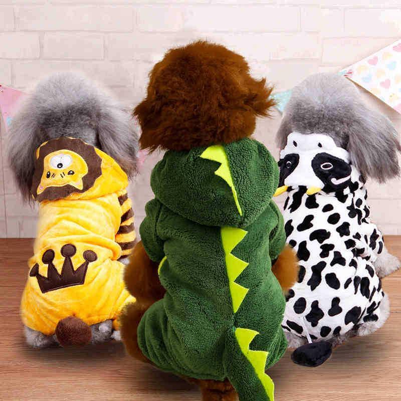 Cozy Cartoon Fleece Dog Pajamas-0